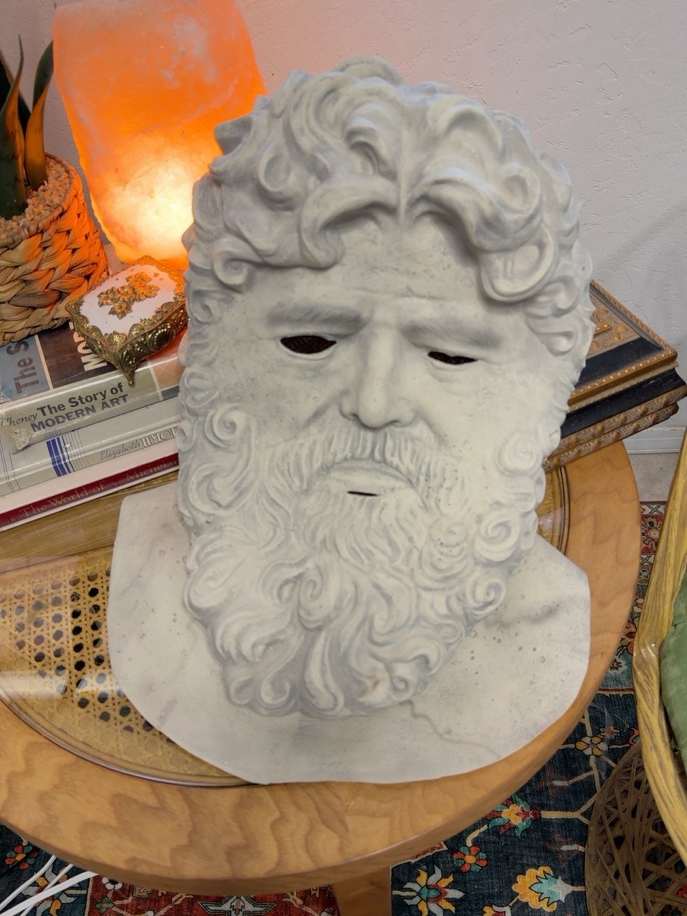 Roman Stone Statue Latex Mask Greek God Zeus Halloween Costume Adult - Picture 3 of 6